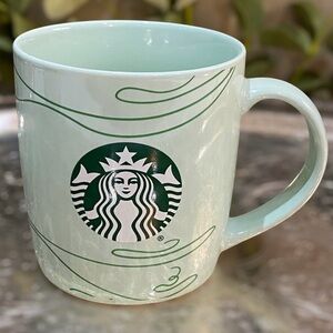 Starbucks 2020 Coffee Mug Tea Cup Mint Green Swirl 12oz Logo